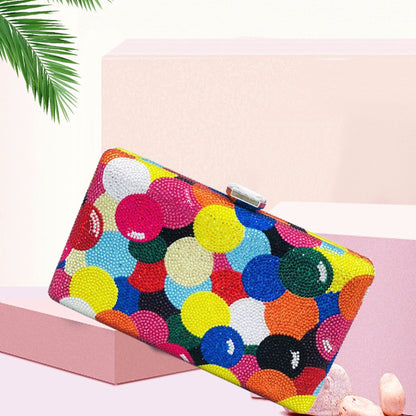 Designer Multicolored Diamond Evening Clutch Bags Women’s Rainbow Crystal Rhinestone Wedding Banquet Handbag Femal Party Purse