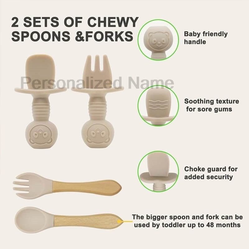 Personalized Name Baby Feeding Set Kids Silicone Plate Bowl Straw Cup Customized Children's Tableware Baby Supplies Newborn Gift