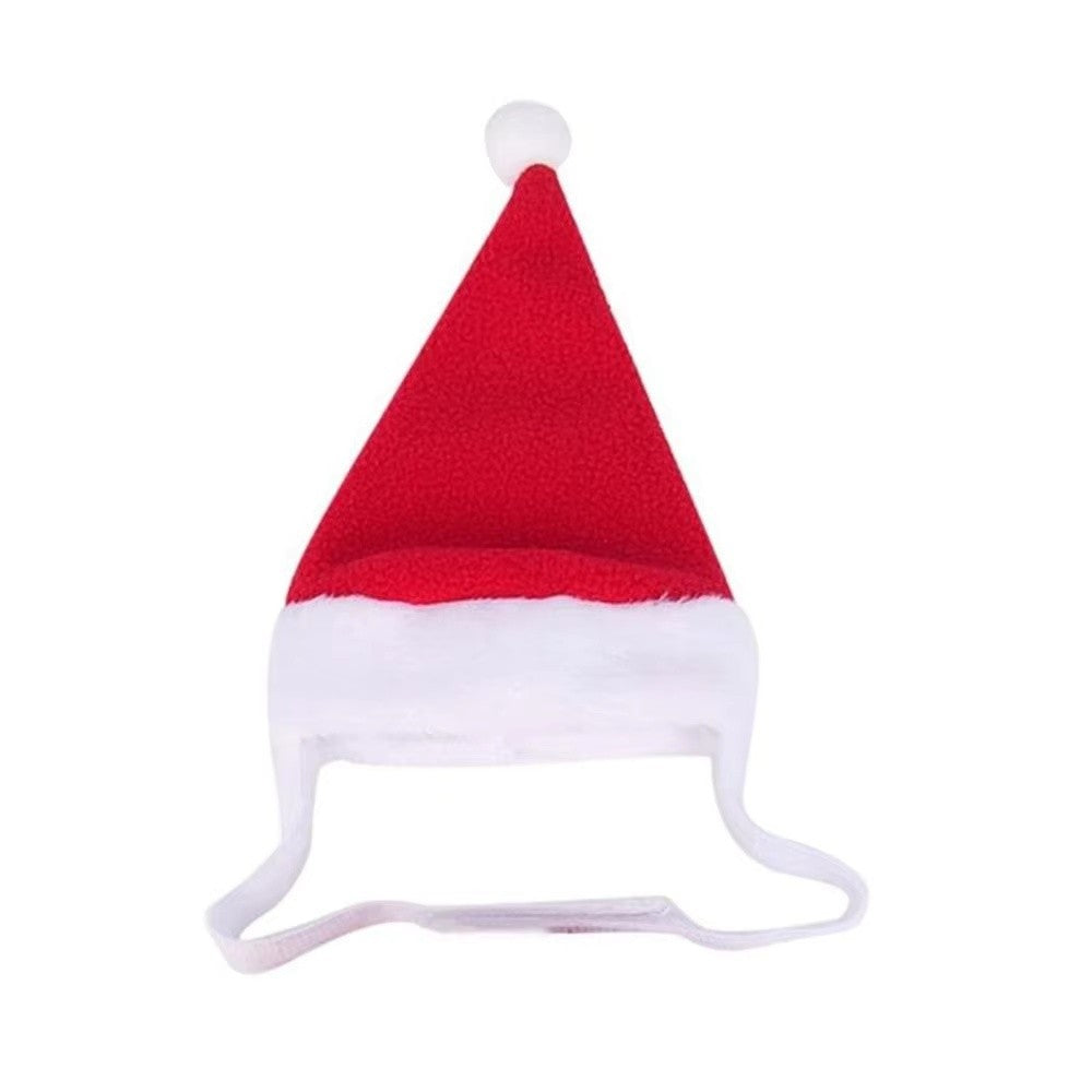 Capa de Inverno Fofa para Pets Cão Gato Roupas de Natal Quente Filhote de Papai Noel Cachecol Vermelho Chapéu Cabeça Engraçado Fantasia de Natal para Pets Cão Gato Capas