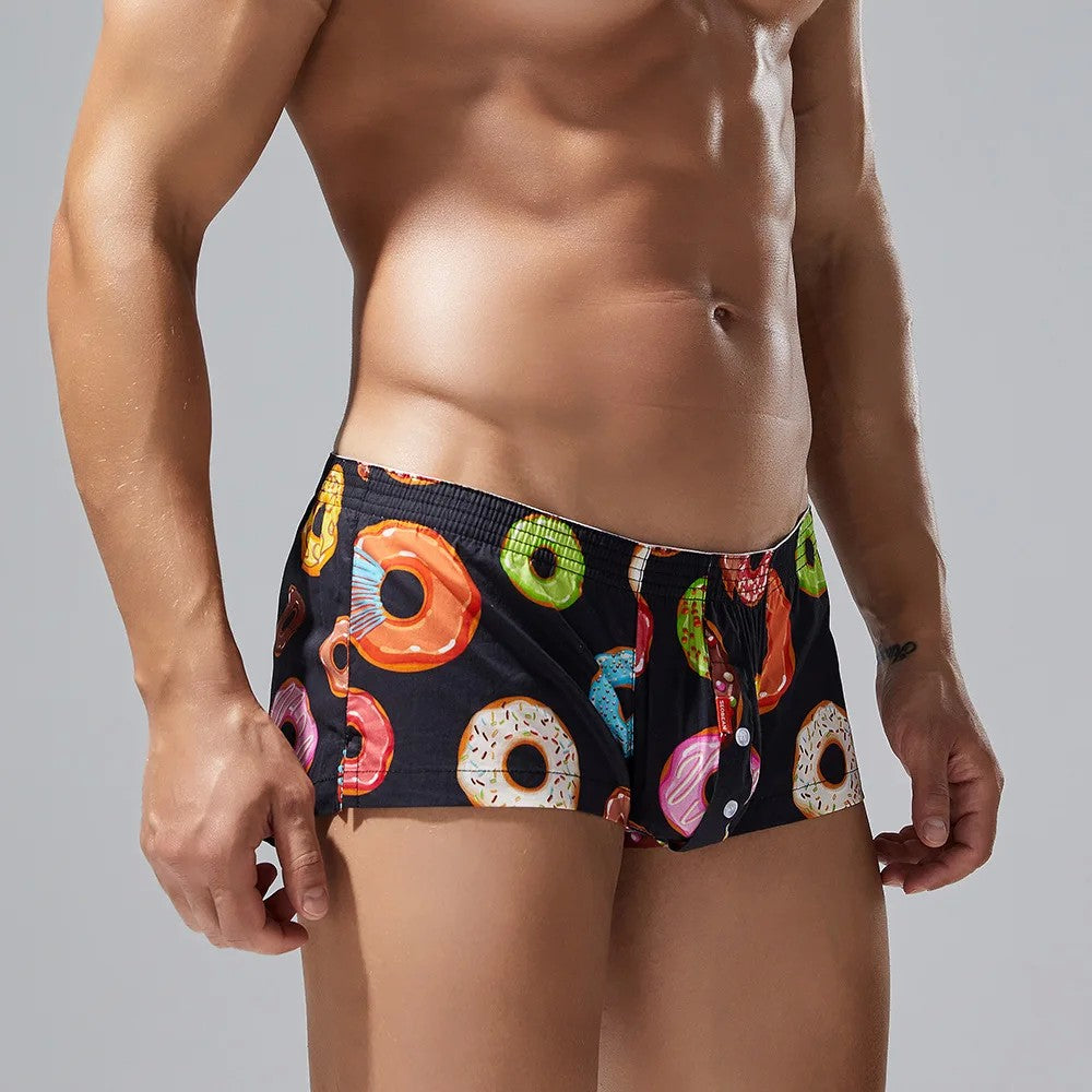Donut print men's new flat pants cotton comfortable boxers XB240507