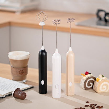 Batedor elétrico de ovos, batedor de leite, máquina de café, cabeça dupla intercambiável, máquina de geleia e creme de 3 velocidades, liquidificador de cozinha