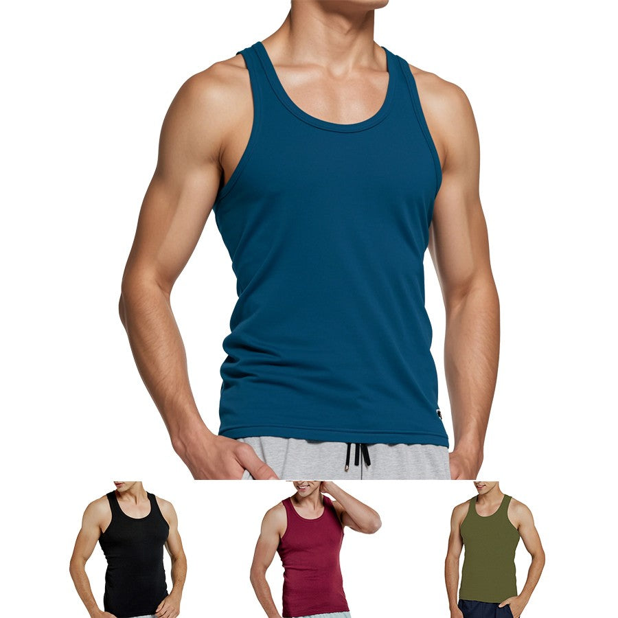 Tank Tops Men New 100% Cotton Solid Vest Mens Slim Casual Breathable Sleeveless