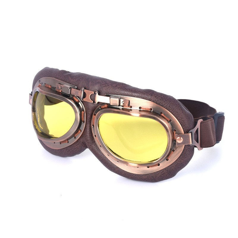 Retro Motorcycle Goggles Glasses Vintage Moto Classic Goggles for Harley Pilot Steampunk ATV Bike Copper Helmet