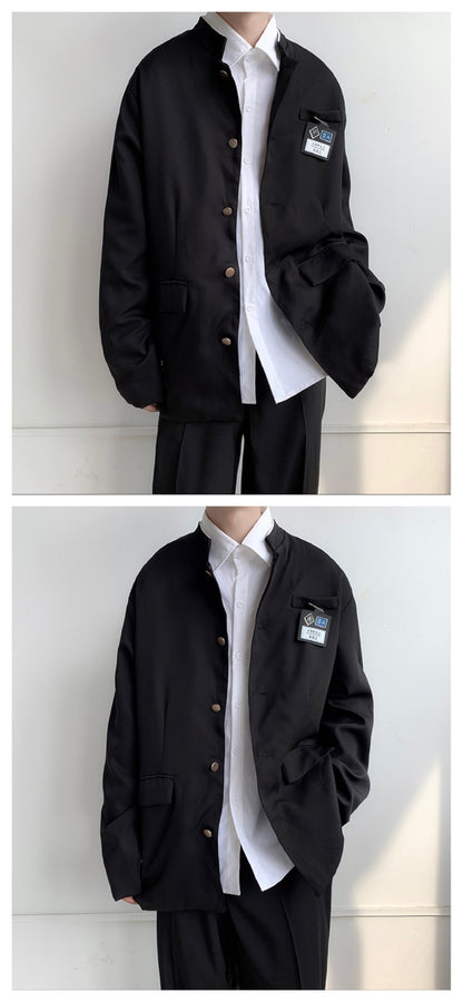 Japan Style School Uniform Jacket Stand Collar Men Women Tunic Suit Jacket DK Costume Black Coat With Nameplate High Version