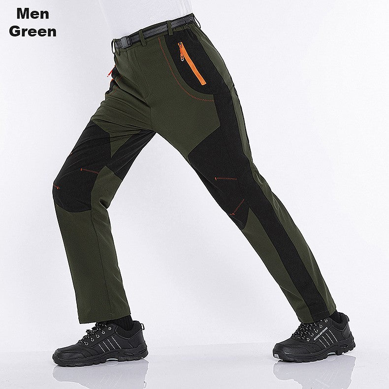 LNGXO Thick Warm Fleece Hiking Pants Men Winter Waterproof Windproof Outdoor Soft Shell Rain Trousers Trekking Camping Ski Pants