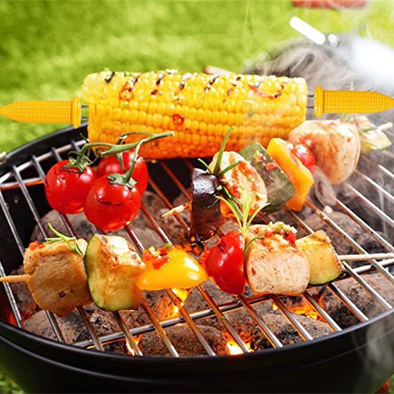 10pcs Fork Corn Skewer Stainless Steel Corn Holders Corn On The Cob Skewers Fruit Forks Outdoor Camping Cooking Barbecue Tool