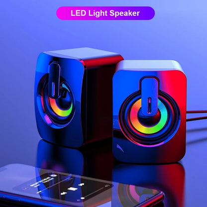 Caixas de Som para Computador HIFI Estéreo com Microfone e Luz LED para Desktop Música Surround RGB Gaming Speakers