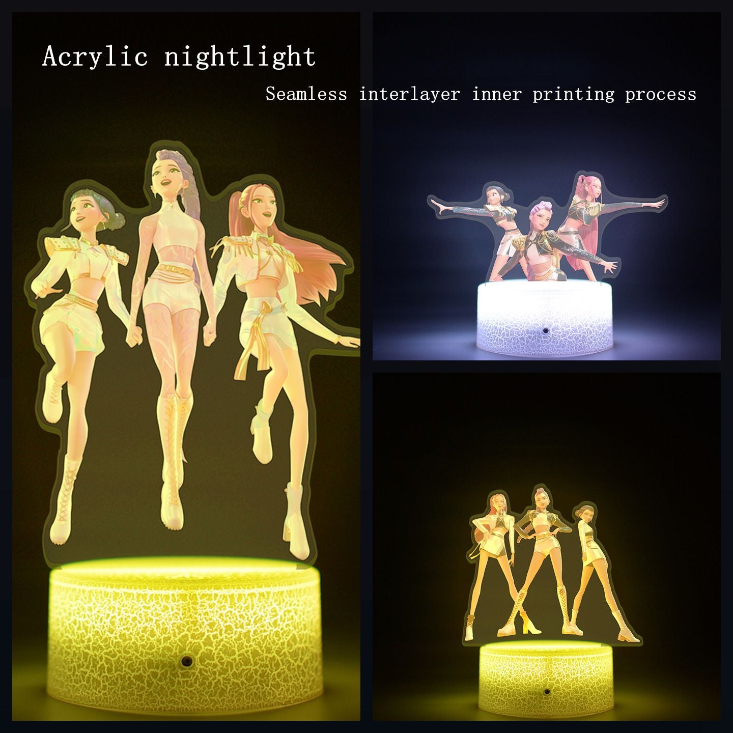 KPop K-POP Demon Hunters Kawaii Zoe Mira Rumi Saja Boys Superstar Monochrome Light Remote Control 16 Color Light Night Light