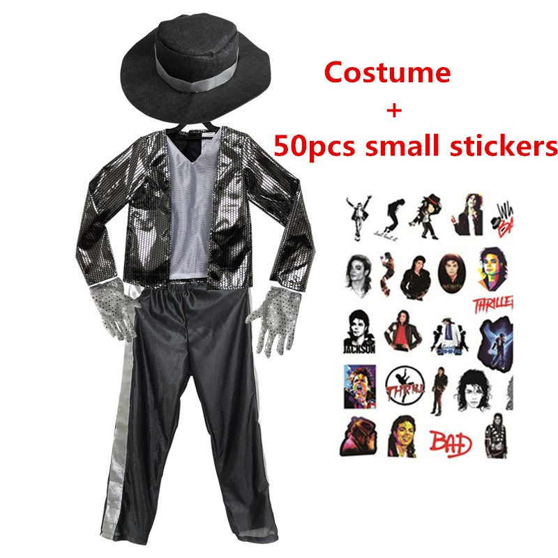 Children MJ Michael Jackson Cosplay Carnival Costume Coat Billie Jean Kids Party Superstar Singer Dance Clothing