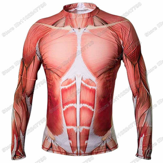 Human Circulatory System Rash Guard Jiu Jitsu BJJ MMA T-shirt Compression Shirt Long Sleeve Surfing Jersey Beach Diving Tops
