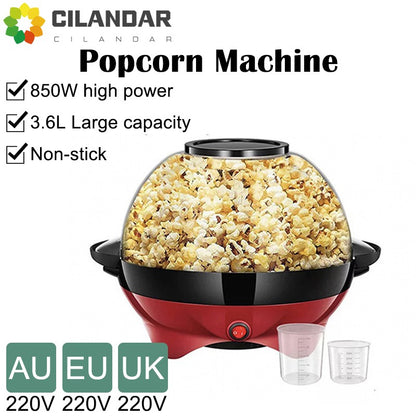 Máquina de pipoca elétrica doméstica 850W máquina de pipoca quente automática pipoqueira caseira DIY Popcorn Movie Snack Sonifer Popper