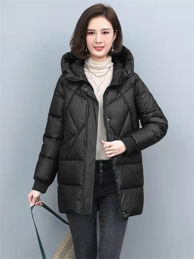 2023 Hooded Cotton Coat Women's Mid-Length Winter Jackets Elegant Mother's Parkas Padded Jacket Thick Down Padded Jacket Vintage