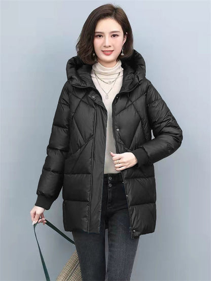 2023 Hooded Cotton Coat Women's Mid-Length Winter Jackets Elegant Mother's Parkas Padded Jacket Thick Down Padded Jacket Vintage