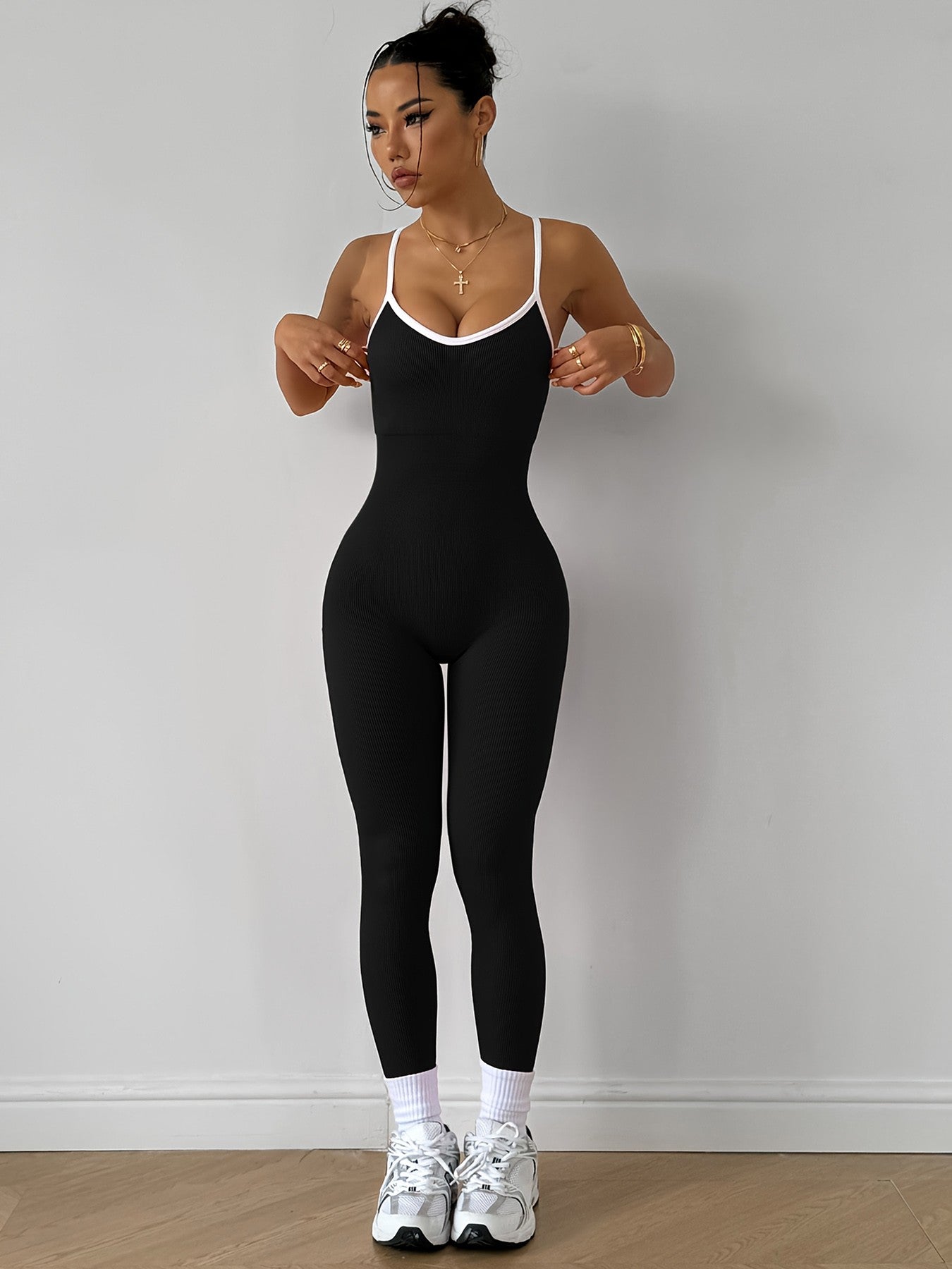 CZGUKE  Girls Pink Sports Jumpsuit Running One Piece Bodysuit Workout Rompers Women Overalls Sportswear Gym Fitness Yoga Suit