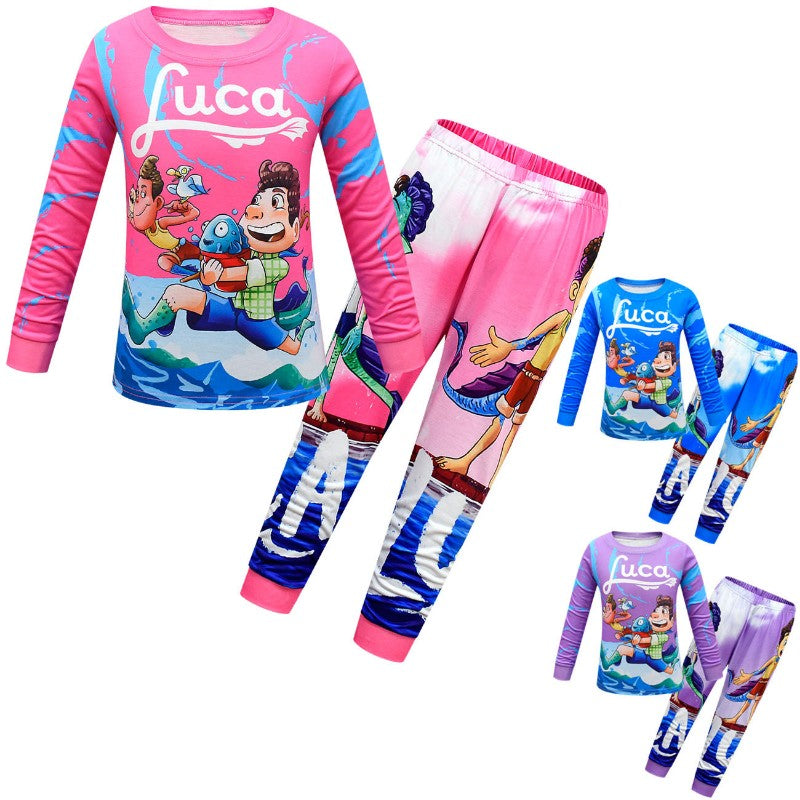 Pijama Infantil Disney Pixar Luca Desenho Animado Cosplay Roupa de Dormir Kawaii Pijama Luca Anime Manga Longa Roupa de Casa Pijama Infantil Presente
