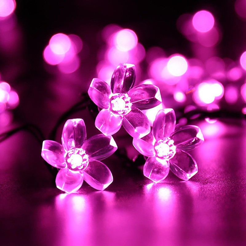 Solar Cherry Garden Blossom Flower Lights Garlands String Lights Solar Outdoor Waterproof Christmas Decoration Lamp