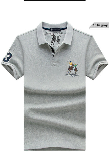 Summer Polo Shirt Men Cotton Casual Embroidery Polo T Shirt Solid Short Sleeve Lapel Button Shirt Business Fashion Designer Male