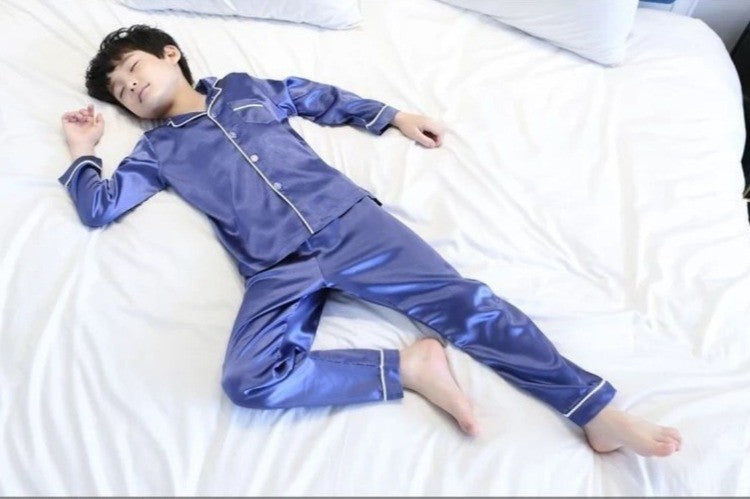 Kids Ice Silk Sleepwear Summer Short Sleeve Homewear Set for Boys Girls Thin Lightweight Baby Air Conditioning Clothing