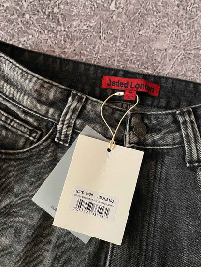 Jaede Lindon Wing Print Jeans Retro Gothic Trendy Loose Pants Oversized Washed Hip-hop Harajuku Pattern Couple Wide Pants