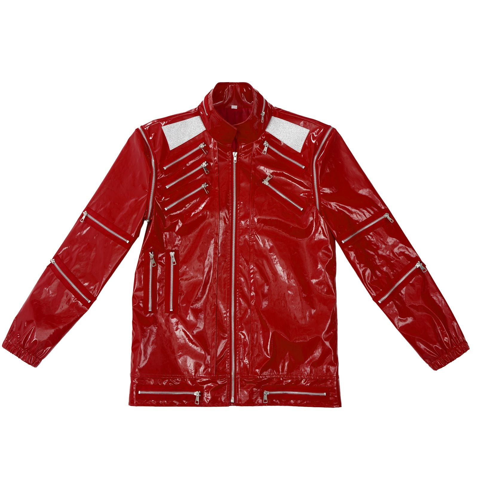 Red Zipper Michael Jackson MJ Beat It Jacket for Impersonators PU Leather Punk Casual Coat Halloween Stage Christmas Outwear Cos