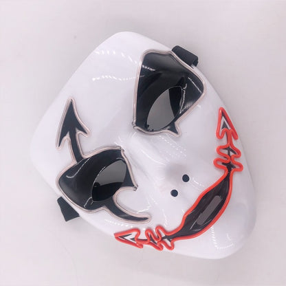 LED Hand-painted Mask Halloween Carnival Masquerade Cosplay Horror Accessory Men's Mask Weird Face Mask Glowing Mascara Disfraz