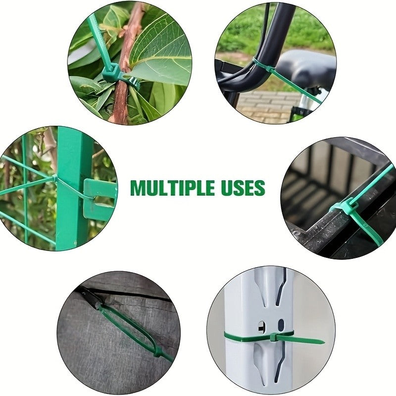 Reusable Adjustable Plastic Plant Cable Ties for Garden Vines, Trees, and Shrubs Support, Locking Nylon Zipper Organizer Tools
