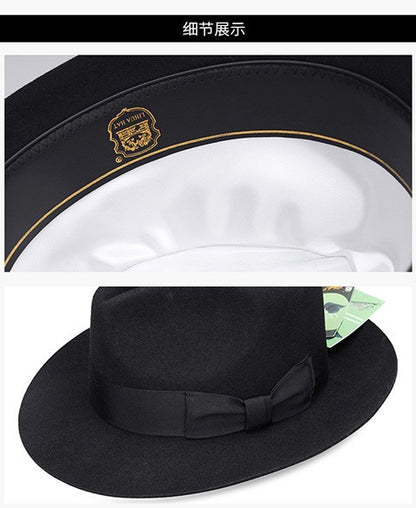 New British 100% Wool Felt Hat Men Fedora Big Size Raw Edge Brim Satin Lined Gangster Hat Premium Quality
