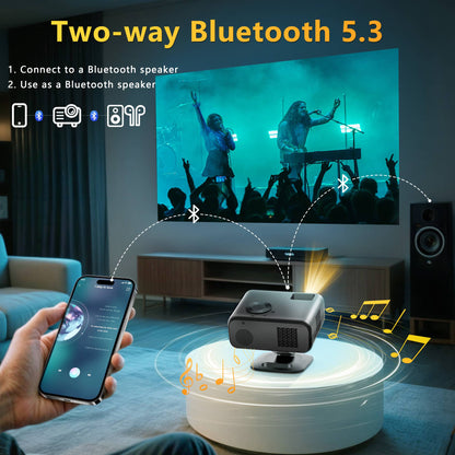 HORLAT M4 Projetor Portátil 25000 Lumens Android12 Mini Projetor 4K 64G Foco Automático Keystone Full HD 1080P 3D Home Theater WiFi6