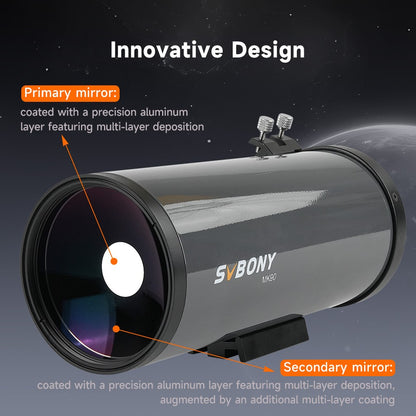 Telescópio Maksutov-Cassegrain Svbony MK90, Abertura de 90mm, Portátil para Levar a Qualquer Lugar, Ideal para Observações Lunares e Planetárias