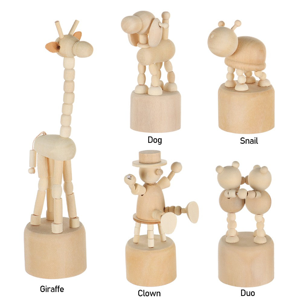1Pc Wooden Animal Ornaments Mini Desktop Movable Puppet Fingurine Home Decoration Crafts Toy Gifts Home Book Shelf Fun Decor