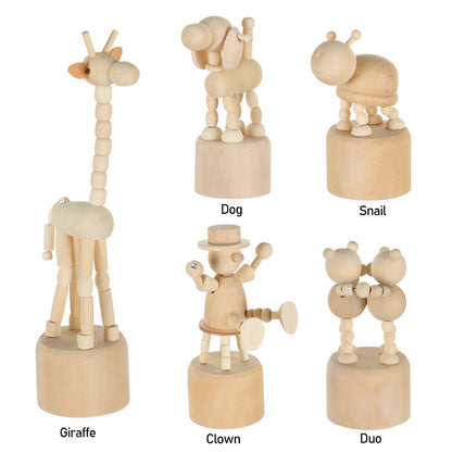 1Pc Wooden Animal Ornaments Mini Desktop Movable Puppet Fingurine Home Decoration Crafts Toy Gifts Home Book Shelf Fun Decor