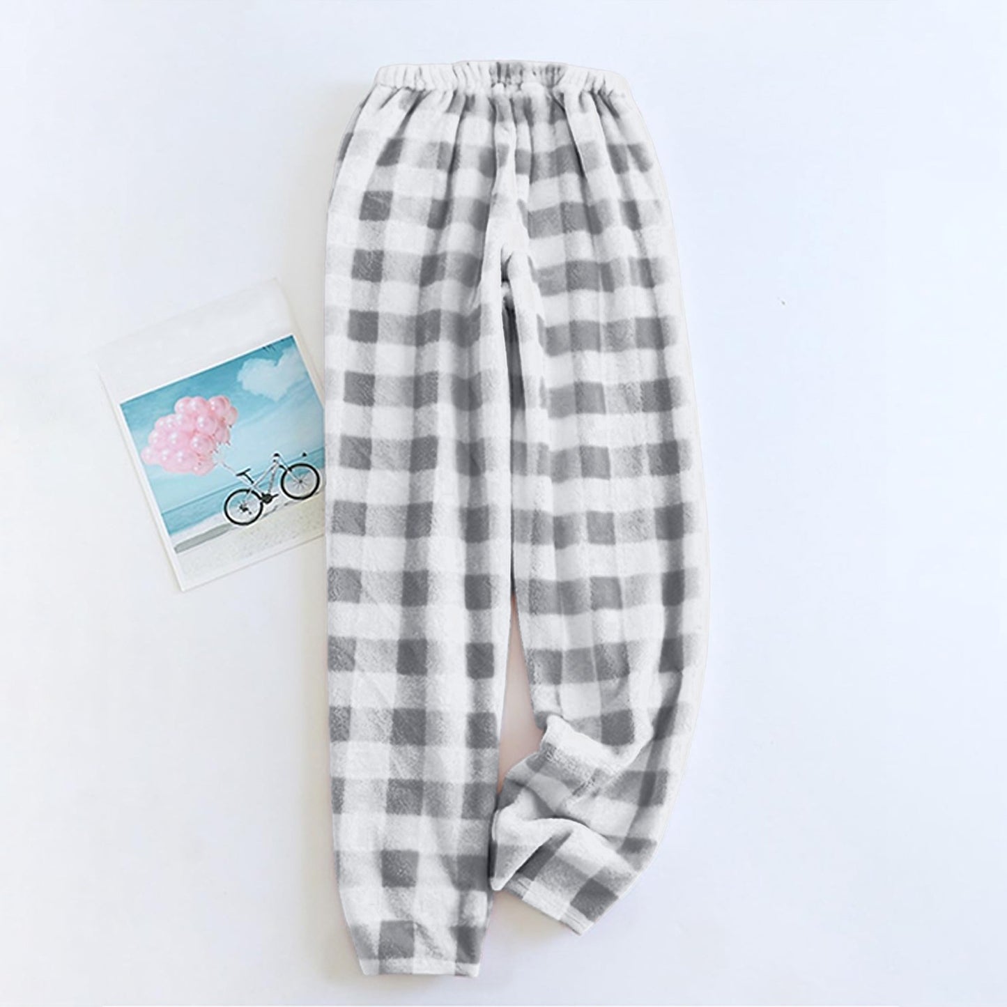 Women Pajama Pants Yoga Pants Elastic Waist Fuzzy Fleece Plaid Bottoms Soft Lounge Sleepwear With Pockets Plush Pajamas Pants