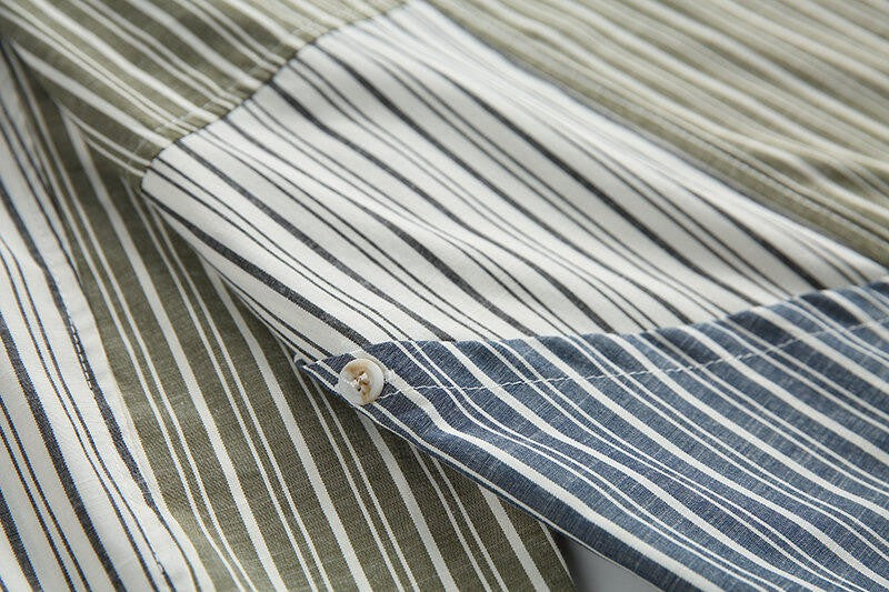 Stripe Splice Shirt Men Japnese Streetwear Fashion Loose Casual Long Sleeve Shirts Cityboy Oversize Cargo Shirts Blouses