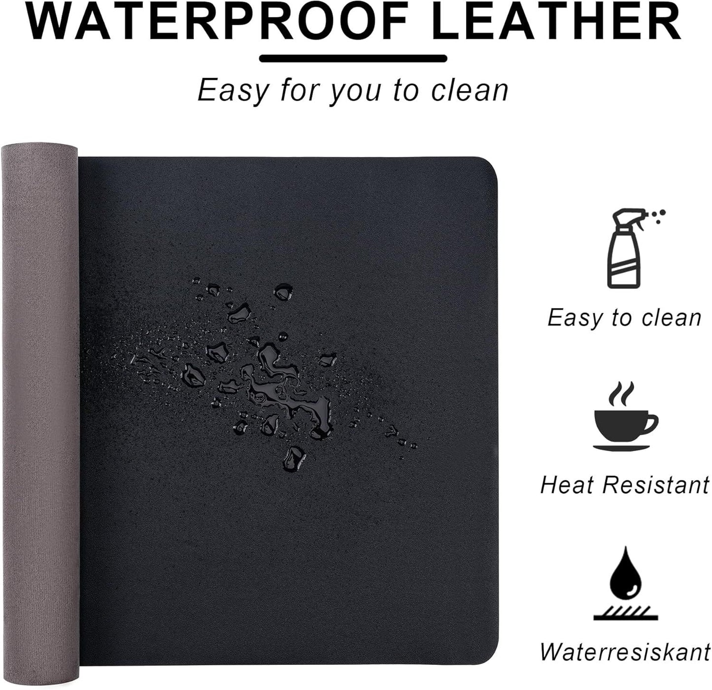 Desk Pad Protector, Non-Slip PU Leather Large Mouse Pad, Easy Clean, Writing Pad for Office/Home/Decor/School Desk Mat