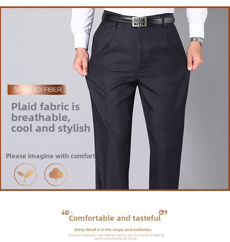 Top Quality 100% Cotton New Brand Casual Fashion Business Straight Long Dress Pants High Waist Trousers Men's Clothing