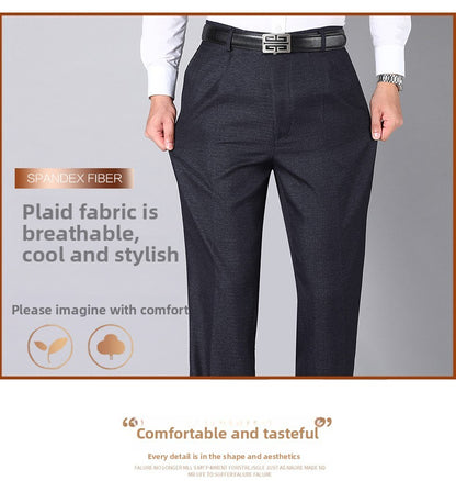 Top Quality 100% Cotton New Brand Casual Fashion Business Straight Long Dress Pants High Waist Trousers Men's Clothing