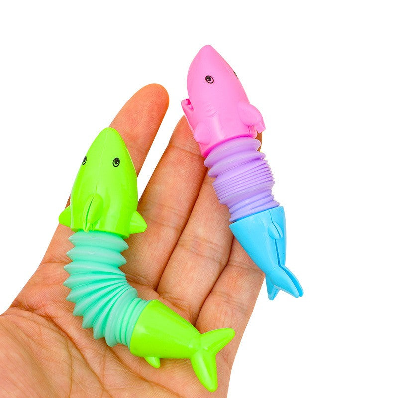20Pcs Colorful Shark Tube Transformation Dinosaur Stress Relief Toy for Kids Birthday Party Favors Wedding Guest Pinata Gift