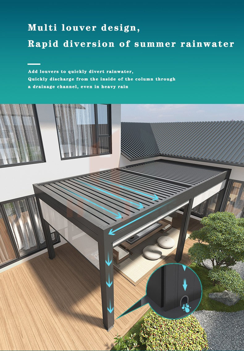 Outdoor Garden Gazebo Sun Room Waterproof Aluminum Pavillion 4x3 3x6 Electric Metal Louvred Pergola Bioclimatica roof Customized