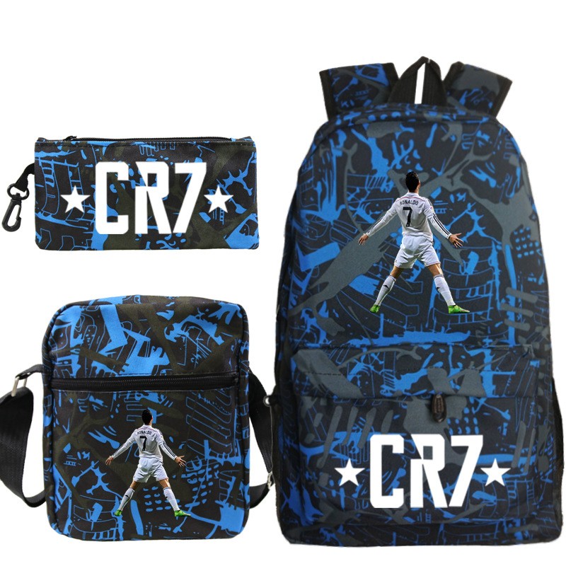 Novas Mochilas CR7 3 peças Estilo Simples Leves Meninos Meninas Bolsas Escolares Mochilas para Laptop de Grande Capacidade para Adolescentes Mochilas de Viagem para Mulheres e Homens