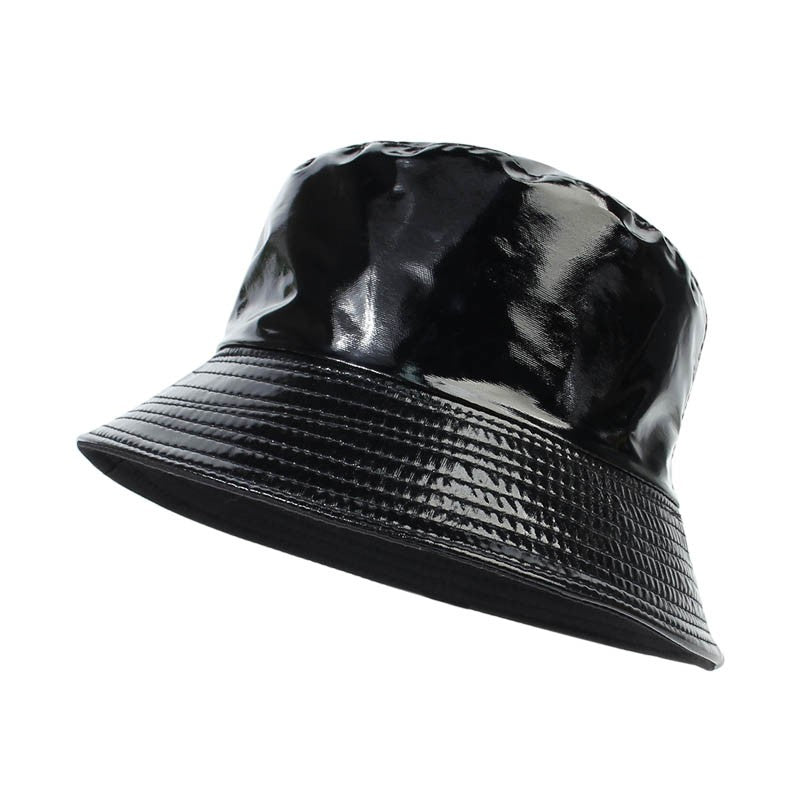 Fashion Shiny Hip-Hop Bucket Hat for Women Men PU Leather Waterproof Panama Cap Summer Fisherman Cap Bob Sun Hat Fishing Cap