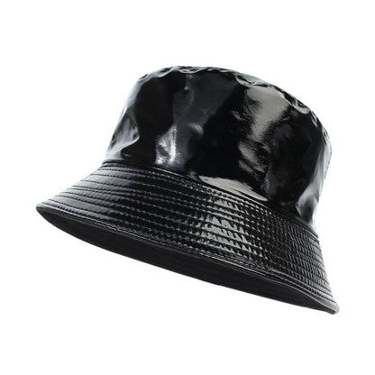 Fashion Shiny Hip-Hop Bucket Hat for Women Men PU Leather Waterproof Panama Cap Summer Fisherman Cap Bob Sun Hat Fishing Cap