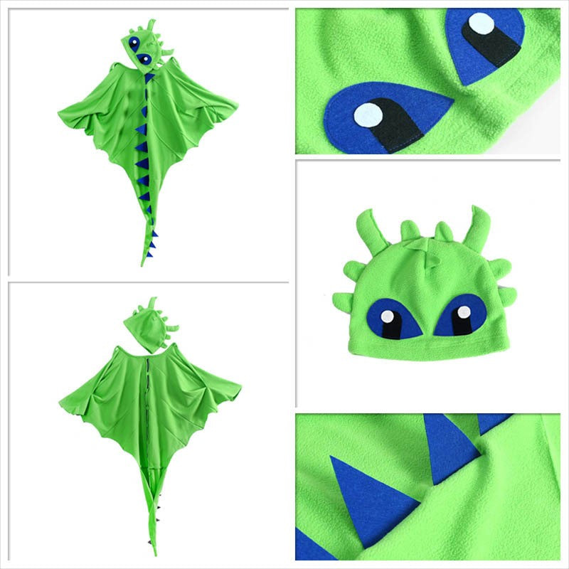 Kids Dragon Costume Cloak with Hat for Girls Boys Toothless Dragon Costume Cape Halloween Christmas Dinosaur Cosplay Costumes
