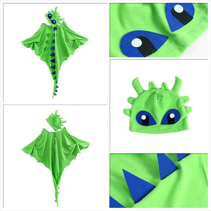 Kids Dragon Costume Cloak with Hat for Girls Boys Toothless Dragon Costume Cape Halloween Christmas Dinosaur Cosplay Costumes
