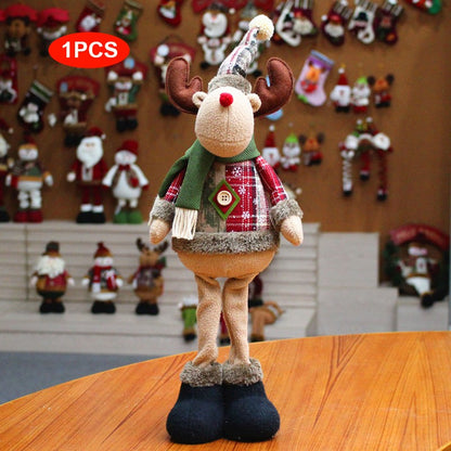 Christmas Dolls Tree Decor Standing Santa, Snowman and Reindeer Figurines  for Home Decor Birthday Gifts Merry Christmas