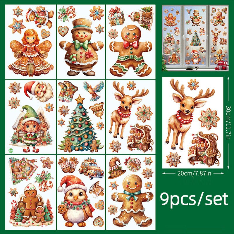 Christmas Gingerbread Man & Candy Cane Window Stickers - Sweet Holiday Decals for Bedroom Living Room Glass Holiday Home Decor
