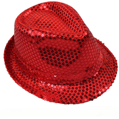 British Top Jazz Hat Bucket Hat Men Women Stage Performance Sequin Hat Shining Christmas Fedoras Party Parent Child Hat Hollween