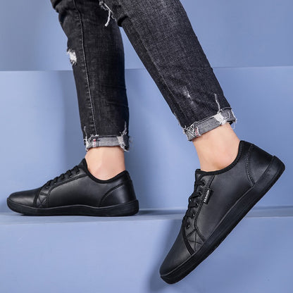 Oiaano Wide Toe Men Minimalist Shoes Comfortable Sneakers Leather Casual Shoes Black Slip On Leisure Loafers Drive Office