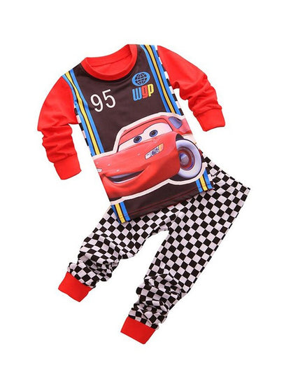 Kids Pajamas Sets Baby Girls and Boys Lightning Mcqueen Pyjamas Cotton Clothes 95 Car Cartoon Long sleeve T-shirt+Pants pyjama