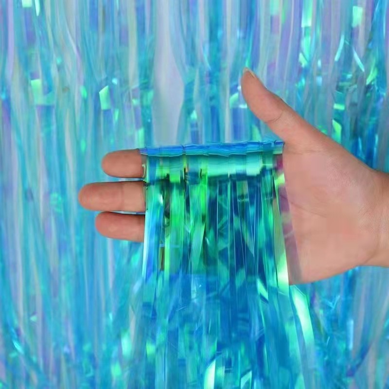 Shiny Corlorful Metallic Tinsel Foil Fringe Curtains Photo Booth Props for Engagement Bridal Shower Celebration Party Decoration