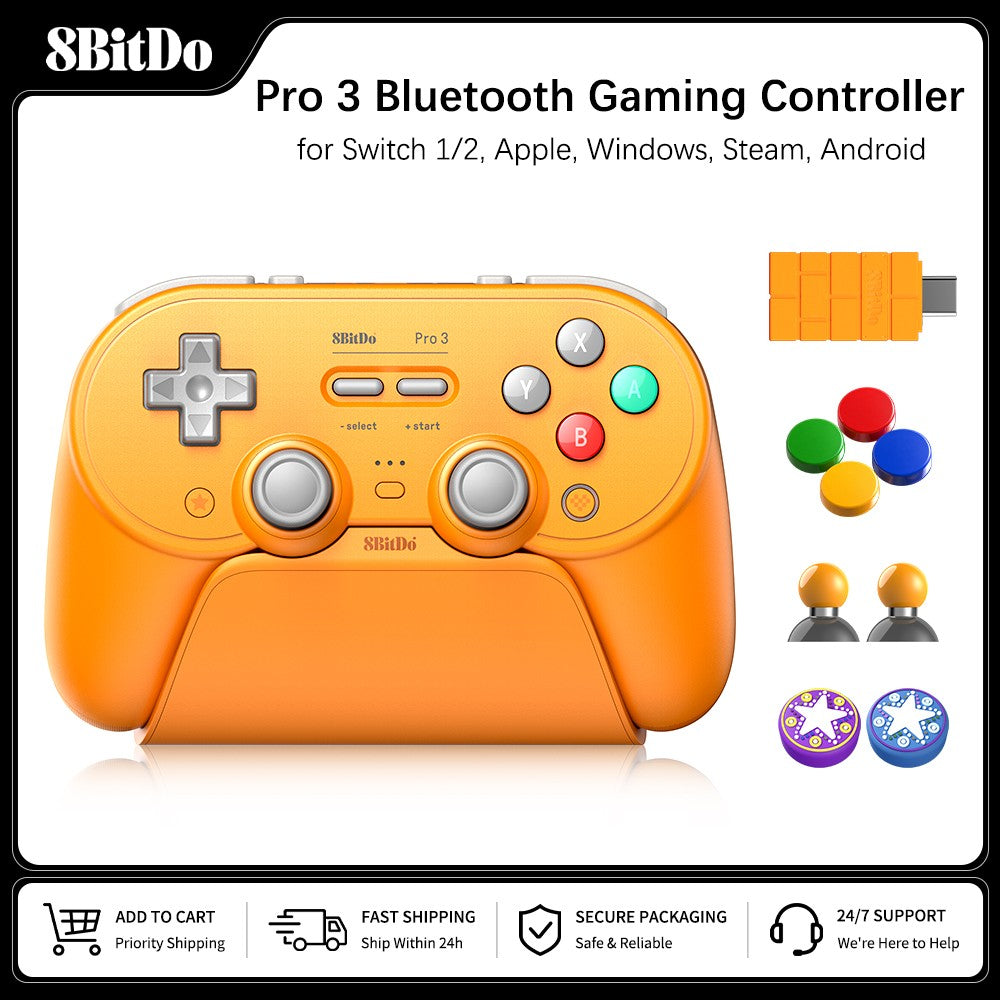 8BitDo Pro 3 Bluetooth Gamepad for Switch 1/2, Windows, Apple, Steam Special Edition Wireless Game Controller with TMR Joysticks
